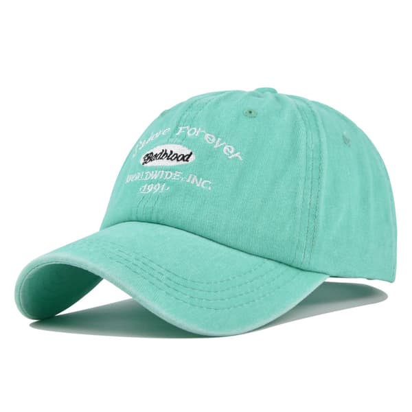 Retro Small Letter Embroidered Cap Embroidered Patch Peaked Cap Washed Distressed Sun Hat Cap Cb3908LakeWaterGreenColor Adjustable