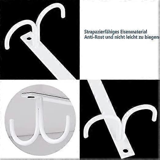 White, Under Cabinet Cup Holder, Coffee Cup Rack with Screws, 12 Cup Hooks Under Shelf, Drying Hook for Bar, Hanging Cup, Coffee Cup, Mug, etc.