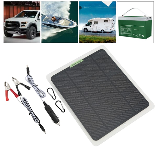 Bærbar Solcellelader 12V 20W Monokrystallinsk Dobbelt USB-udgang Batterilader til Campingvogn Bil Båd