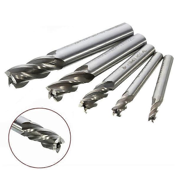 5pcs/Set Straight End Mill 4 Flute Hss Drill 4/6/8/10/12Mm For Cnc Milling Tool