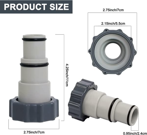 Slangadapter för pool, 2 st slangadapter A, Intex adapter A, med skruvbar innergänga, diameter 32/38 mm