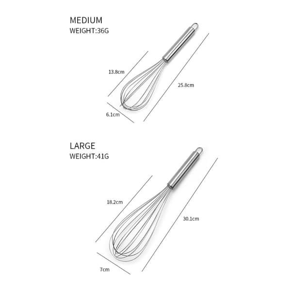2 stk. flate visper i rustfritt stål, 8 tommer og 10 tommer, kjøkkenvisper for saus, egg, blanding, visping, pisking