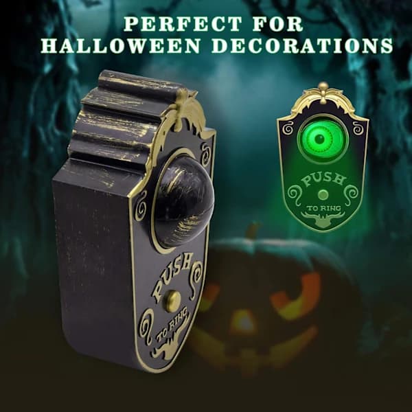 Uhyggelig Enøjet Halloween Dørklokke med Lyd & Øjeæble (Sort)
