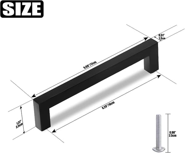 10 stk svarte kjøkkenhåndtak 160 mm, rustfritt stål Mo