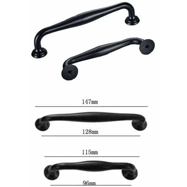 20 Black Cabinet Handles, 96mm Hole Center for Kitchen & Drawers