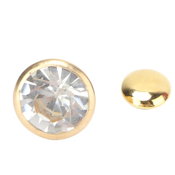 100 pcs 10 mm Metal Rhinestone Rivets Studs Nails Decoration (Gold edge + white Crystal)