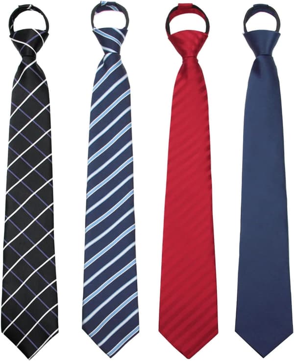 Herrar dragkedja slips 19'' justerbara förknutna slipsar för män polyester slips med dragkedja bröllopsfest jul B-blandade 4 st - B-mixed 4 Pcs