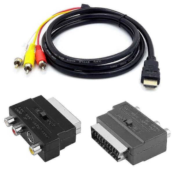 1080p-kompatibel S-Video han til 3 RCA AV-lydkabel med SCART til 3 RCA Phono-adapter (haoyi)