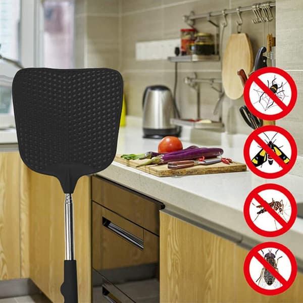 (Black) Extendable Fly Swatter, Manual Pest Control, Manual Pest Control with Durable and Robust Telescopic Handle