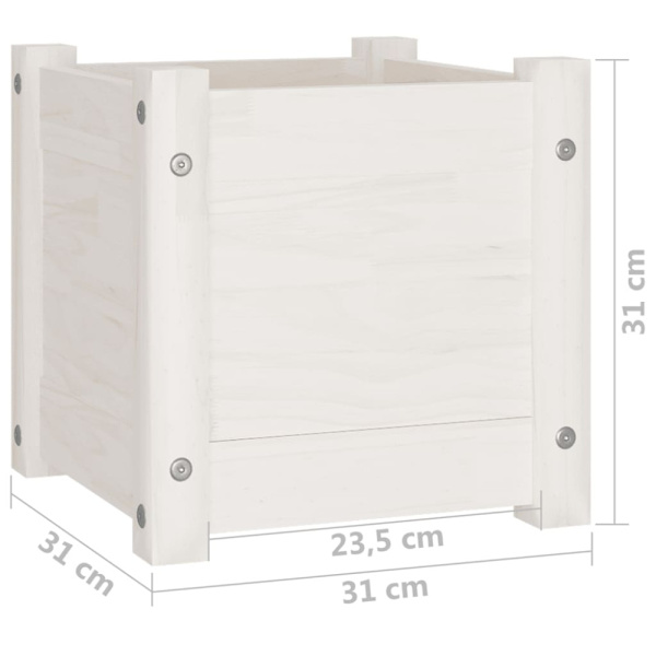 Plant box white 31x31x31 cm solid pine