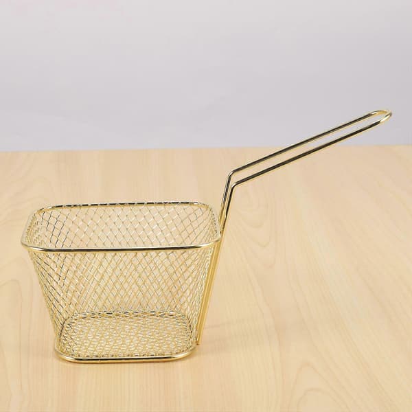 8 stk. mini-madkurve, til pommes frites/løgringe, firkantet serveringskurv i rustfrit stål, fritering