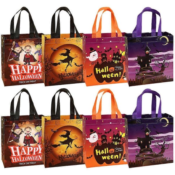 2025 8 st Halloween Presentpåsar Återanvändbara Presentinslagningspåsar Halloween Presentförpackningspåsar