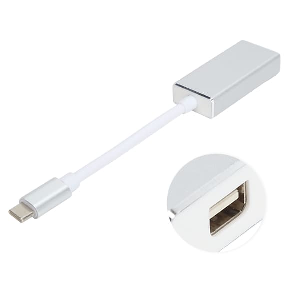 Type-C USB3.1 til Mini DP-adapterkonverter 4Kx2K HD-kabel aluminiumslegeringsskal til MacBook sølvgrå