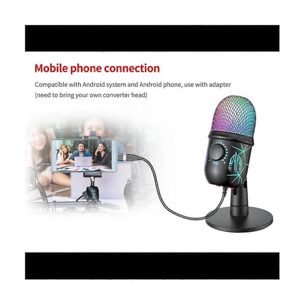 USB Kondensatormikrofon med Støjreduktion USB Gamingmikrofon til PC Computer Bærbar Video