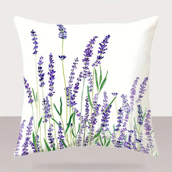 1 Piece Decorative Pillowcase with Lavender Flowers - Vibrant Digital Print on Soft Fabric - Elegant One-Piece Pillow Cover