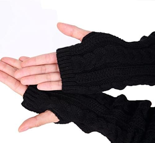Fingerløse vanter med tommelfingerhul, lange vinterarmvarmere, 2-pak