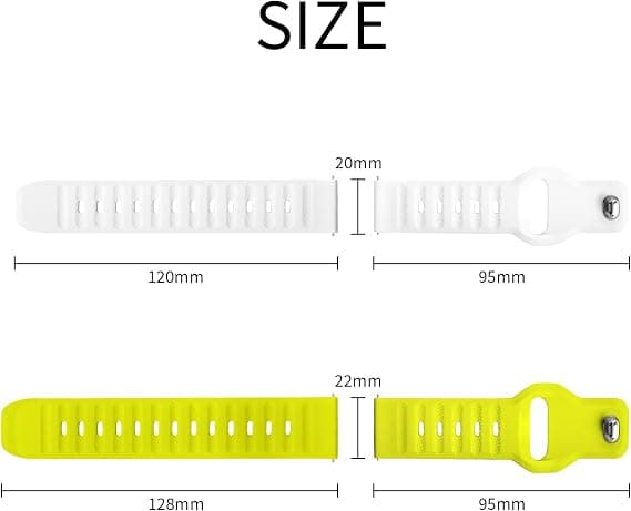 22mm Silicone Watch Band, Unisex, Adjustable Buckle, Quick Release, White Sport Strap, Compatible with Smartwatches