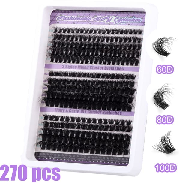 Tekoripset 270 kpl - 60D/80D/100D - D-kaari 10-18 mm - Valmiit volyymipidennykset - Klusteriripset - DIY
