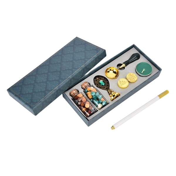 Wax Seal Kit Heat Resistant Clear Engraving Fine Craftsmanship Removable Handle Wax Seal Bronze Dark Green Rhinestone Handle