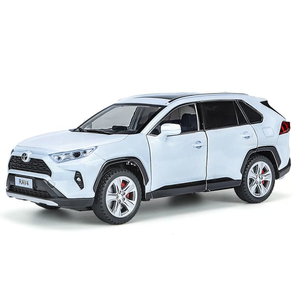 1:24 Toyota RAV4 Lys- og Lydefunksjoner med Tilbaketrekkingsfunksjon Leketøy Samleobjekt for Barn