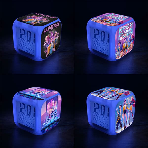 Cute K-Pop Demon Hunter Alarm Clock, Silent Digital Clock with Date and Temperature Display – Style 9