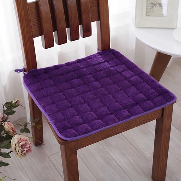 Ensfarget sittepute i polyester med bånd, 40cm/45cm, sklisikker, for spisestue Rosa 45*45cm