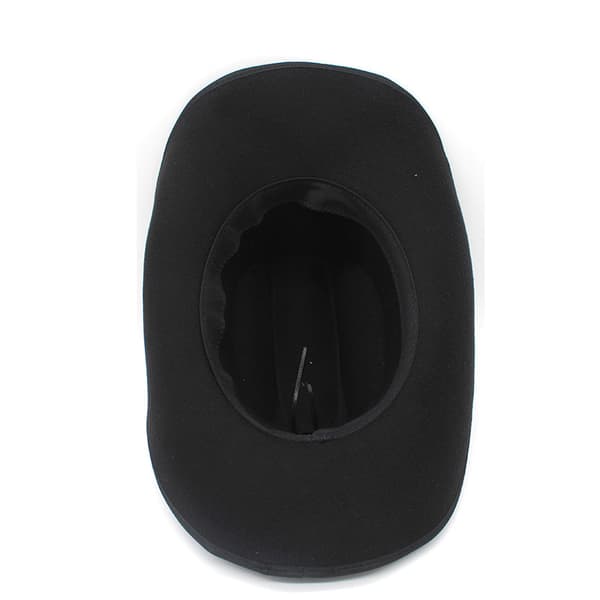 Punk Style Hat with Wide Brim, Western Cowboy Hat with Rolled Brim - Black