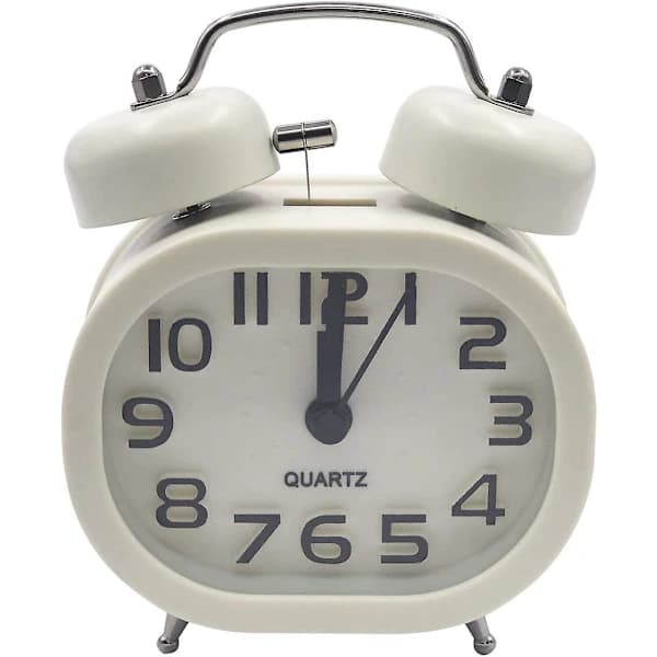 Retro Tyst Kvarts Väckarklocka, Morgon Väckarklocka Resa Säng Analog Klocka Dubbel Klocka Metall