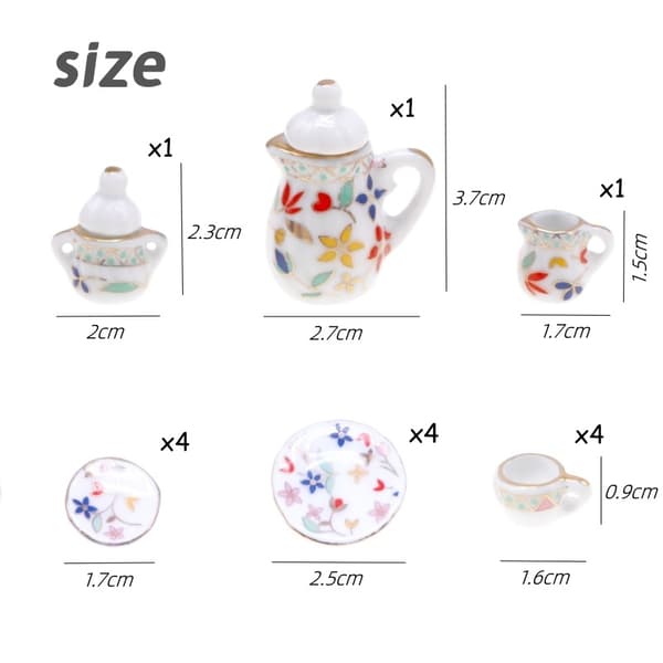 Miniature 1/12 porcelæns tesæt dukkehus tilbehør