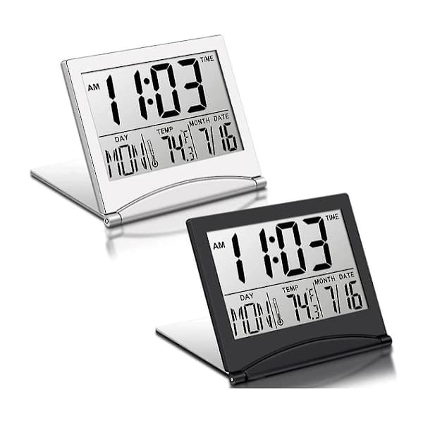 st Digital Rejsevækkeur Foldbart LCD-ur med Kalender Temperatur Snooze-tilstand Bærbart, kuolu