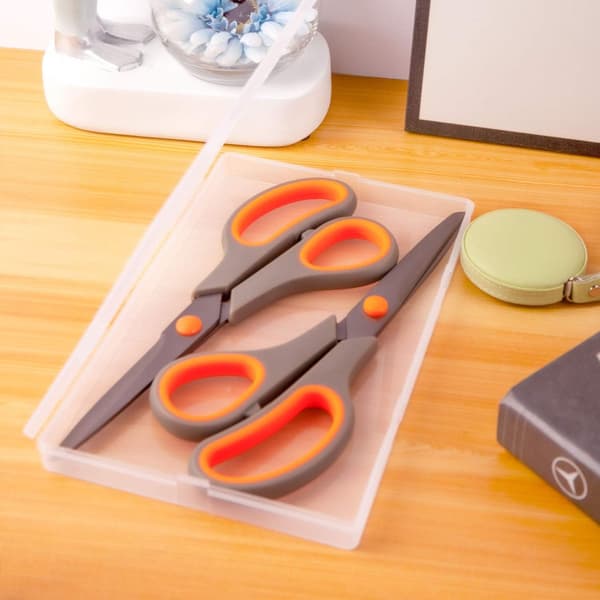 Office Scissors with Sharp Titanium-Coated Blades, Non-Stick Blades for Cutting Tape, Comfort Grip Ensuring Ergonomic Soft Grip During Use