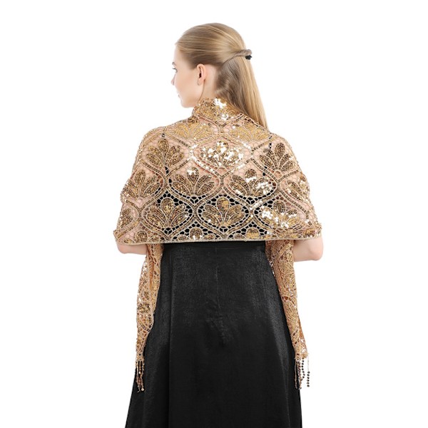 Sjal Komfort Lång Elegant Lätt Polyester Paljett Glitter E