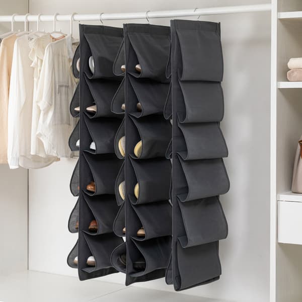 2-pack Shoe Storage Bag - 12 Pockets for Door Hanging - Foldable for Hanging Shoe Cabinet with Hooks