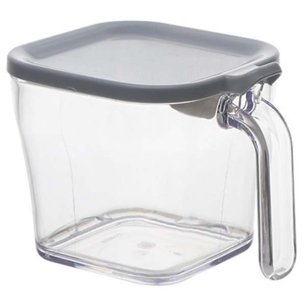 Clear Spice Rack Spice Jars Spice Box Set Spice Container with Lid and Spoon Gray Square Gray Square