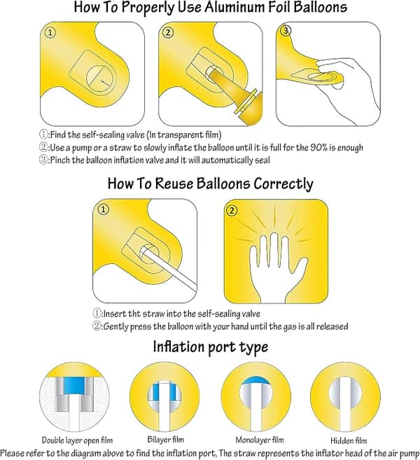 Gull Digital Helium Folie Bursdagsballonger (Nummer 4, Gull)