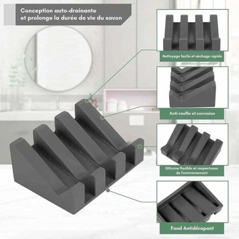 Soap Dish - Modern Silicone Soap Holder - Rust-proof - Angled Surface with Drainage for Better Soap Preservation - Original Soap Box for Bath (FMY)
