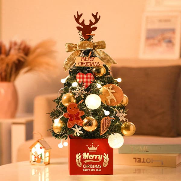 Mini Desktop Christmas Tree Decor Durable Christmas Tree Figurines for Christmas Parties