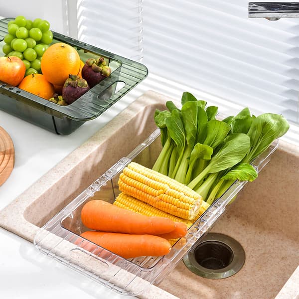 Sink Strainer with Retractable Design Transparent Quick Drainage Durable PET Sink Strainer Transparent Strainer with Retractable Design