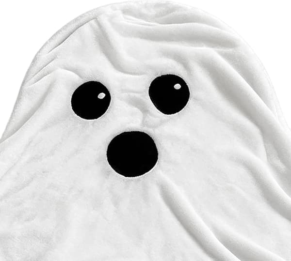 formet teppe Halloween flanell mykt koselig teppe dekorasjon hvit liten Weiß Small