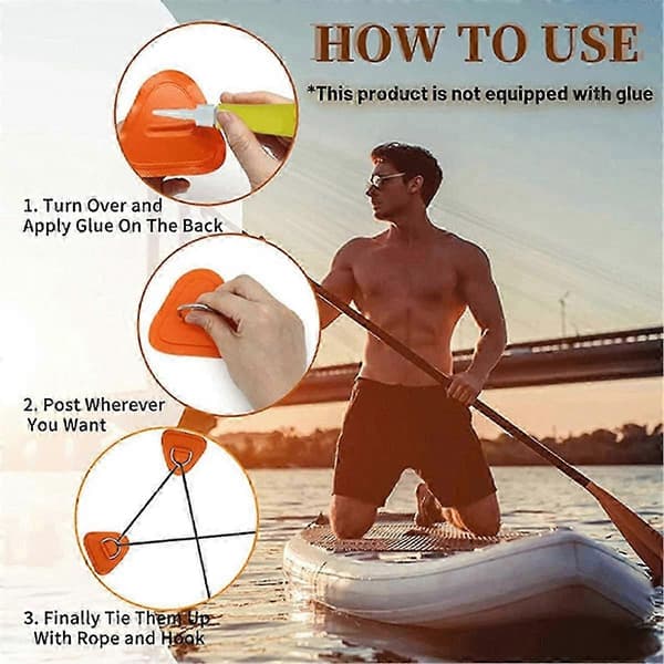 6 stk. D-ring Patch til oppustelig båd, kajak, jolle, SUP, D-ring PVC Patch Stand-up Paddleboard Kano Rafting Sort [DB]