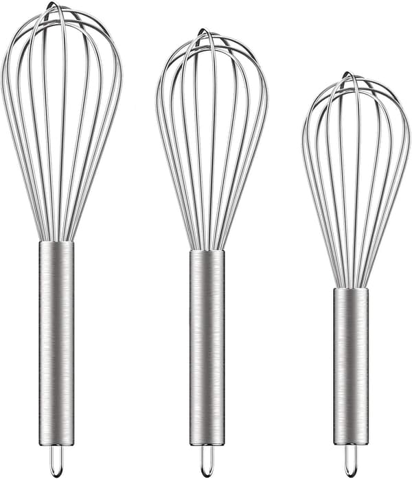 Rustfrie visper i 3 deler 8 \"+10 \"+12 \", vispesett i metall