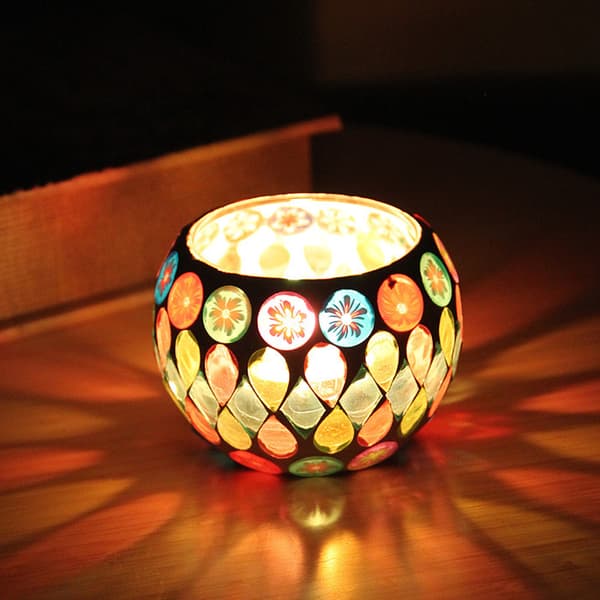 Lys skyggeeffekt stearinlys lykt orientalsk dekorativ lampe