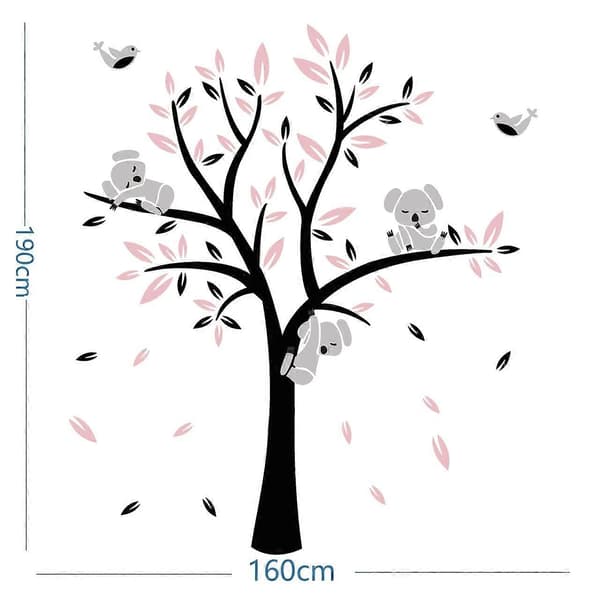 Koala Tree Wall Decals 3 Koalas Branches Decals Self-Adhesive Kids Room Baby Room De