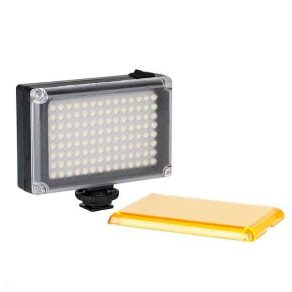 Bærbar LED-kameralampe med 2x farvefiltre Sort