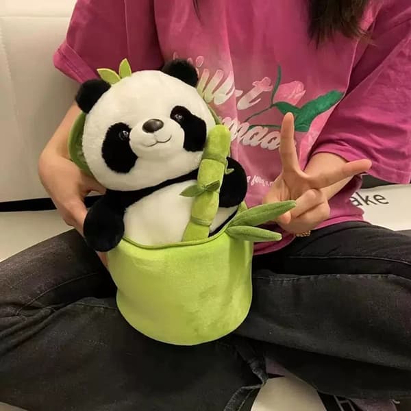 Bambu Panda Plysjleker For Barn Gutter Jenter Bambusrør Panda Bamboo Tube Panda 30CM