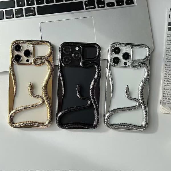 Bumperdeksel til iPhone 16 Pro 3D Slange Hul TPU Telefondeksel - Matt Sølv Flerfarget Matt Sølv Multicolor Matte Silver