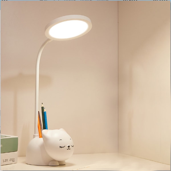Bordslampa, LED-lampa för barn, Dimbar skrivbordslampa, ögon- och nackskydd, ögonskydd, peksensor - vit