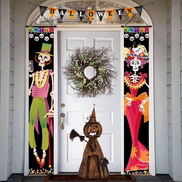 Halloween Couplet Horror Atmosphere Skeletpar Serie Halloween Dekoration Hængende Flag