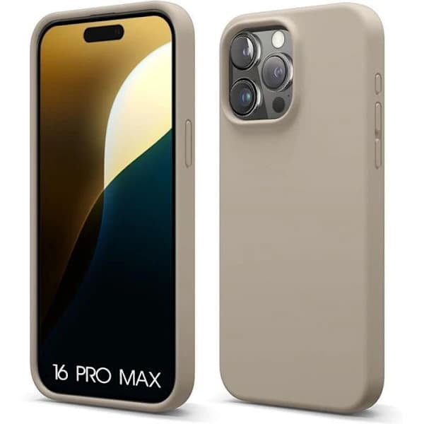 Silikonskal för iPhone 16 Pro Max - Slimmat skydd Stöttåligt Repskyddande Beige