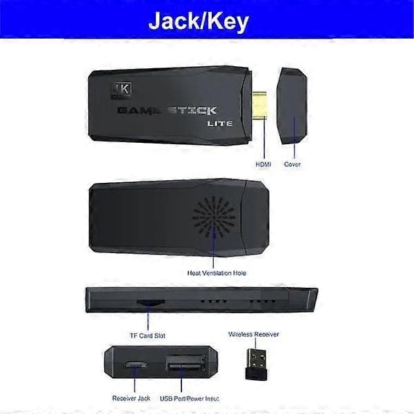 2024 New 20000+ 4k HDMI TV Video Game Stick Retro Game Console with 2 Wireless Controllers 4k